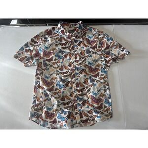 Paisley & Gray Mens Shirt Size XL Slim Fit Butterfly Print Beach Resort Vacation